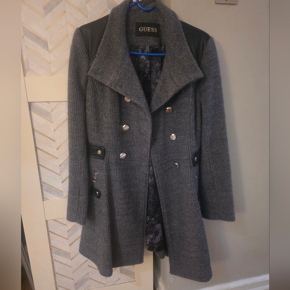 Guess Gray And Black Spring/Fall Women's Coat Size M